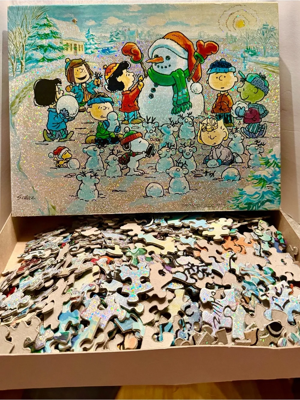 Peanuts Holiday Snowman Jigsaw Puzzle - Sparkly Multi-Color